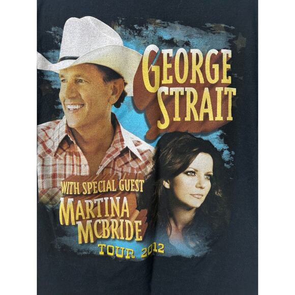 George Straight And Martina McBride Concert Shirt 2012 Tour Sz L Large Black A7 - Picture 2 of 6
